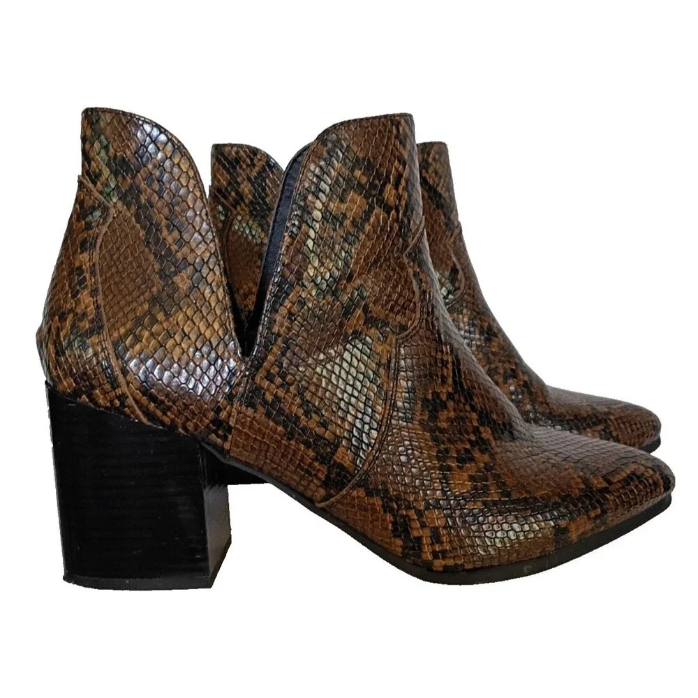 Lane Bryant Dream Cloud Snakeskin High Heel Slip on Bootie 9 Wide